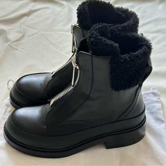 Chloe Roy Shearling-Lined Leather Black Ankle Boots Size 36.5 - Picture 5 of 14